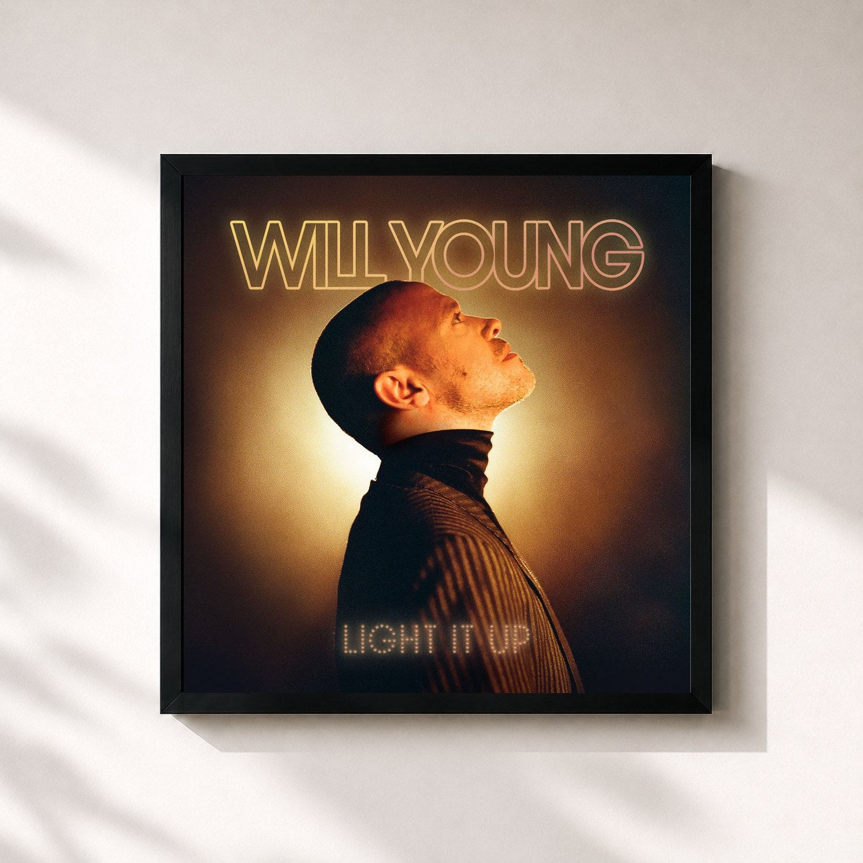 #noir Tableau carré de l'album Light It Up de Will Young, cadre noir 32x32 cm