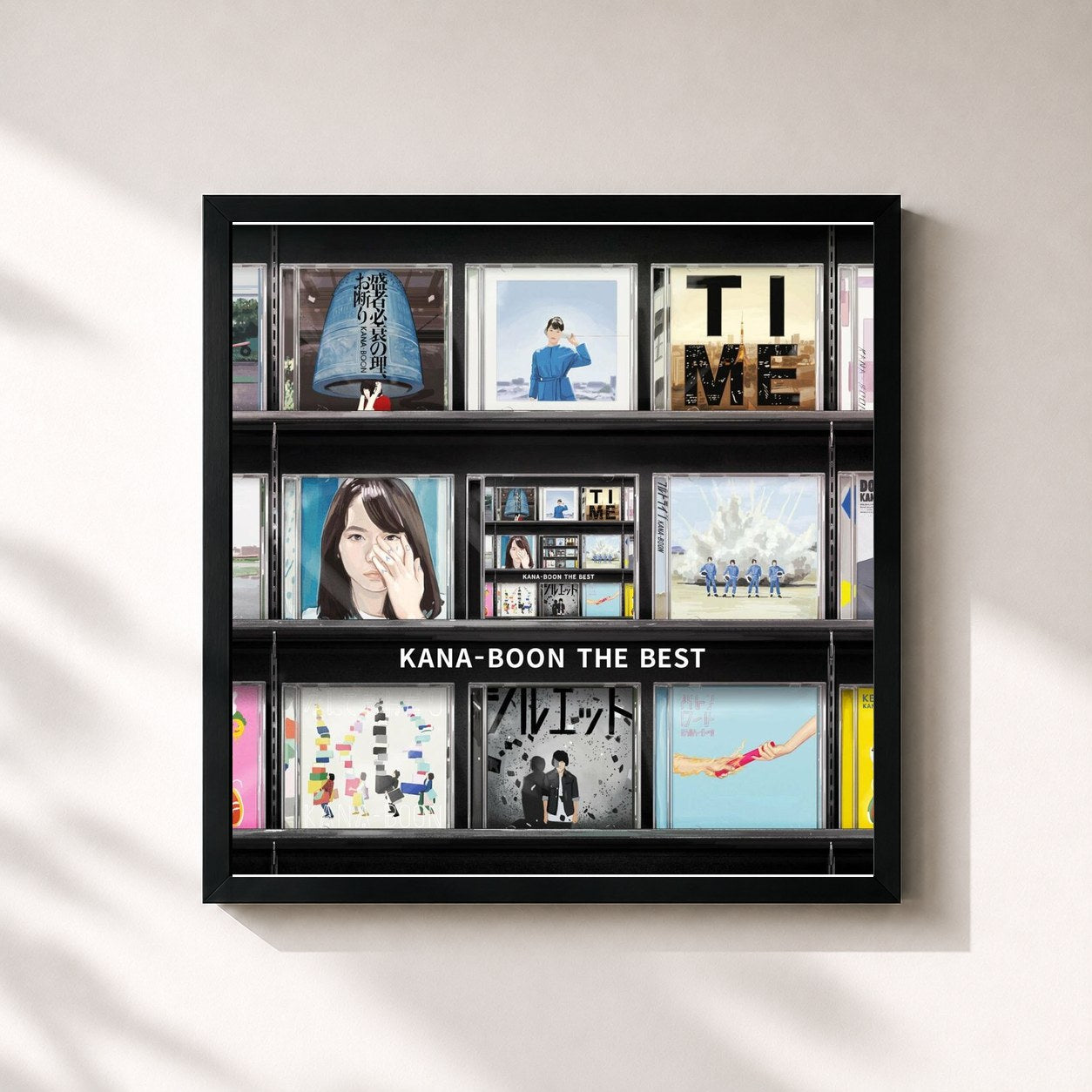 #noir Tableau carré de l'album KANA-BOON THE BEST de KANA-BOON, cadre noir 32x32 cm