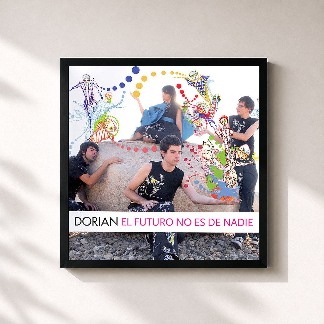 #noir Tableau carré de l'album El Futuro No Es De Nadie de Dorian, cadre noir 32x32 cm