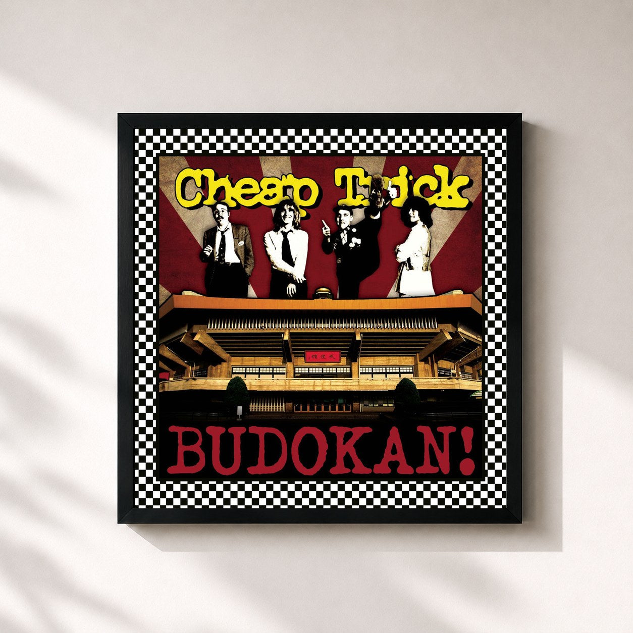 #noir Tableau carré de l'album BUDOKAN! (30th Anniversary) de Cheap Trick, cadre noir 32x32 cm