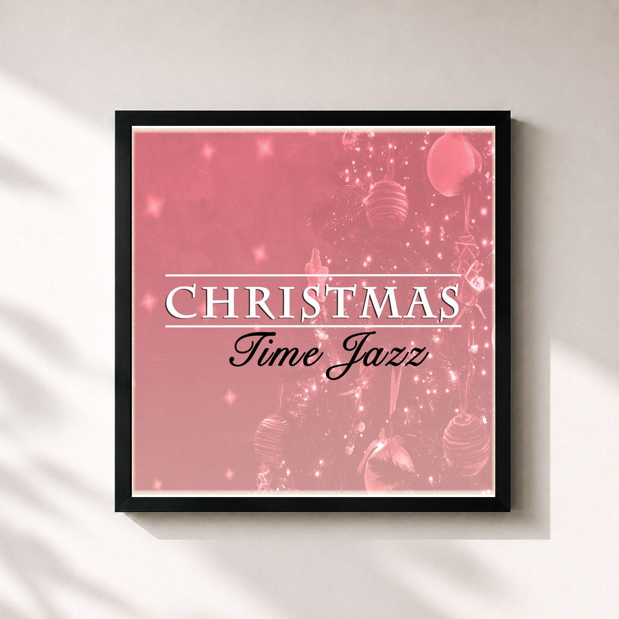 #noir Tableau carré de l'album Christmas Time Jazz de Weihnachtslieder, cadre noir 32x32 cm