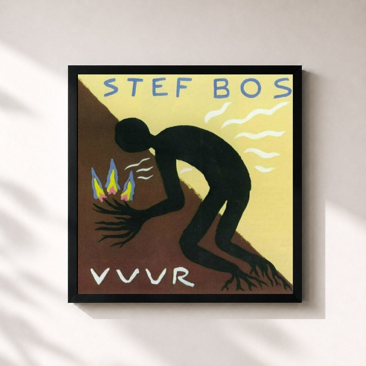 #noir Tableau carré de l'album Vuur de Stef Bos, cadre noir 32x32 cm