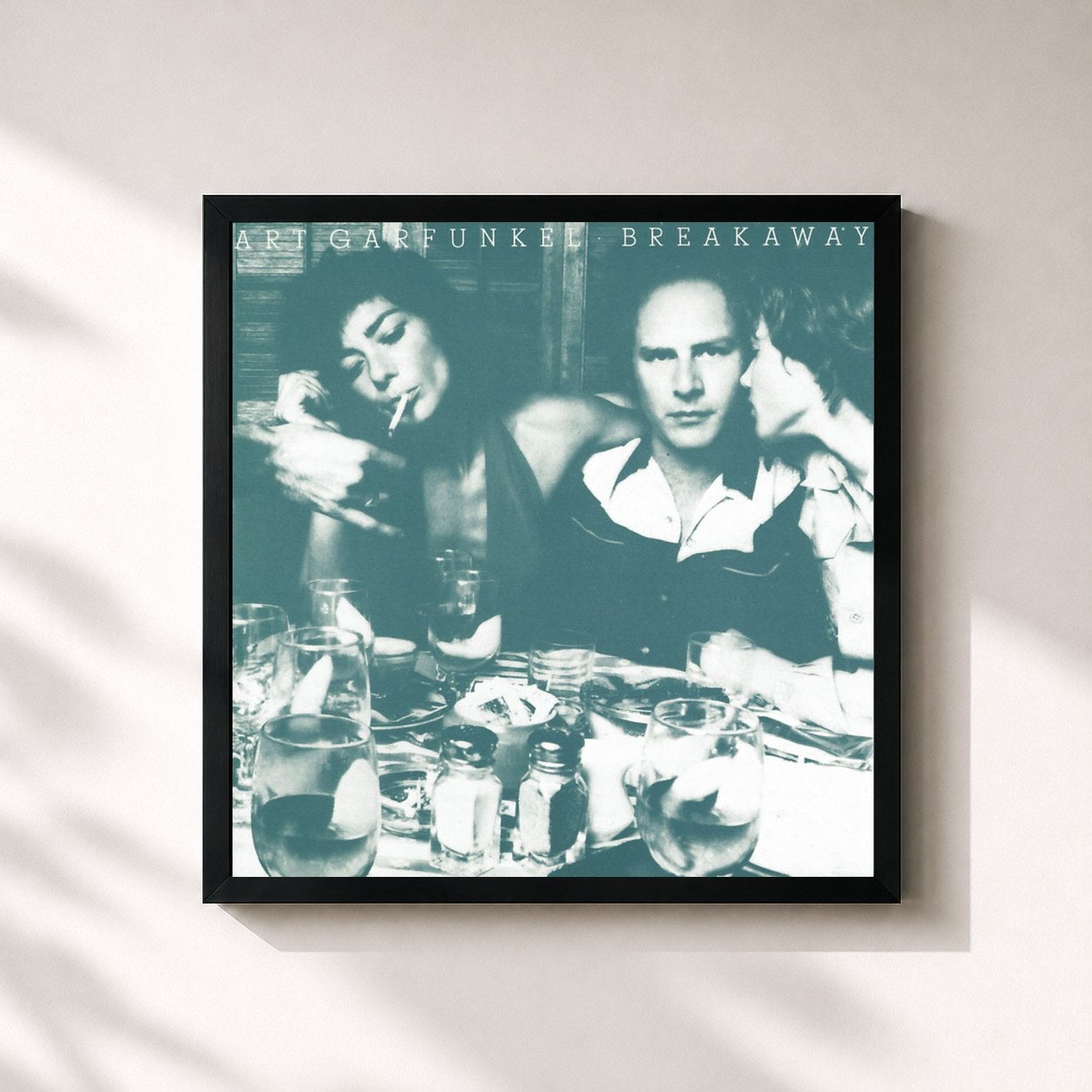 #noir Tableau carré de l'album Breakeaway de Art Garfunkel, cadre noir 32x32 cm