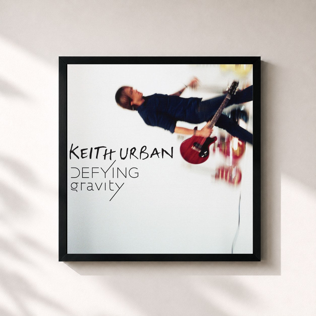#noir Tableau carré de l'album Defying Gravity de Keith Urban, cadre noir 32x32 cm