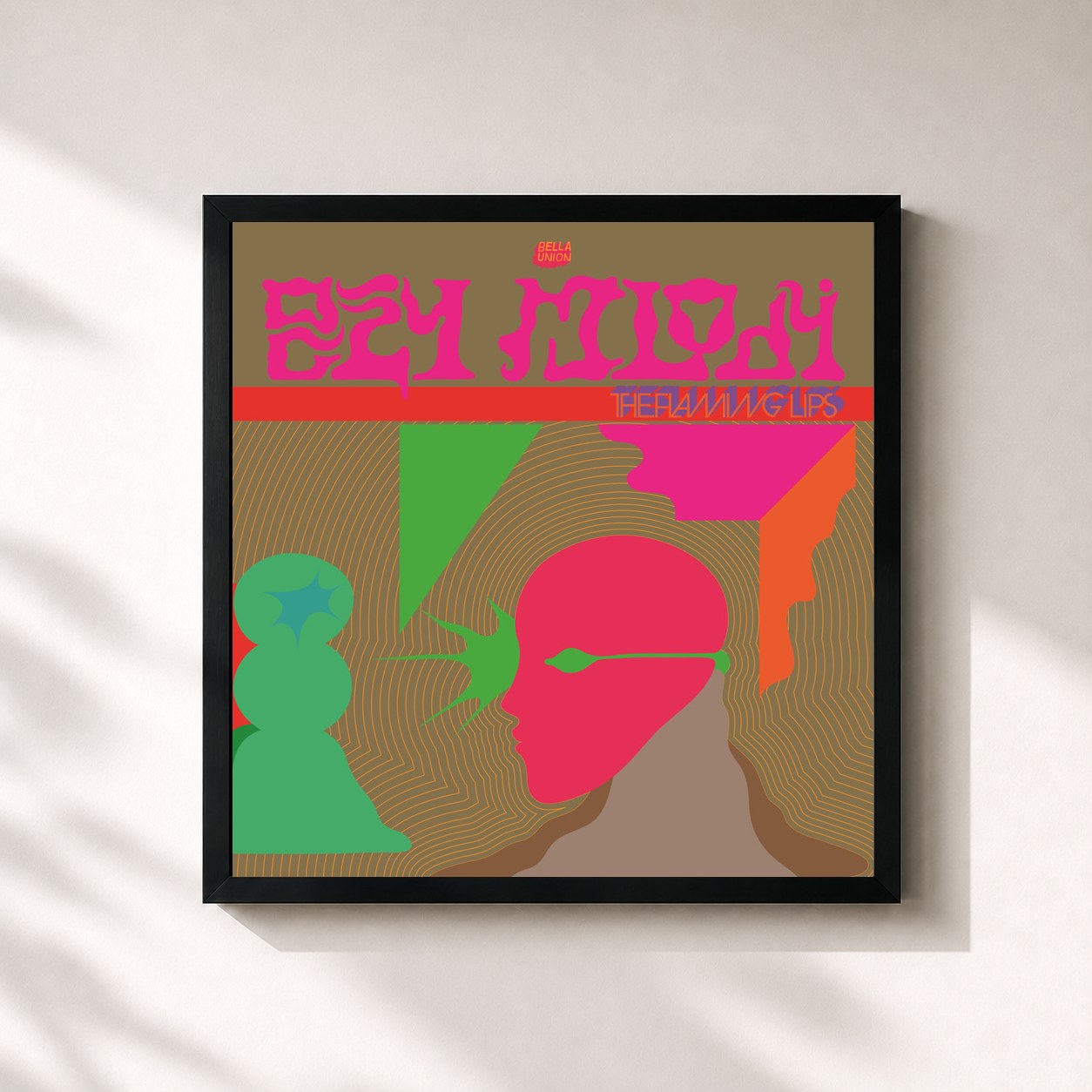 #noir Tableau carré de l'album Oczy Mlody de The Flaming Lips, cadre noir 32x32 cm