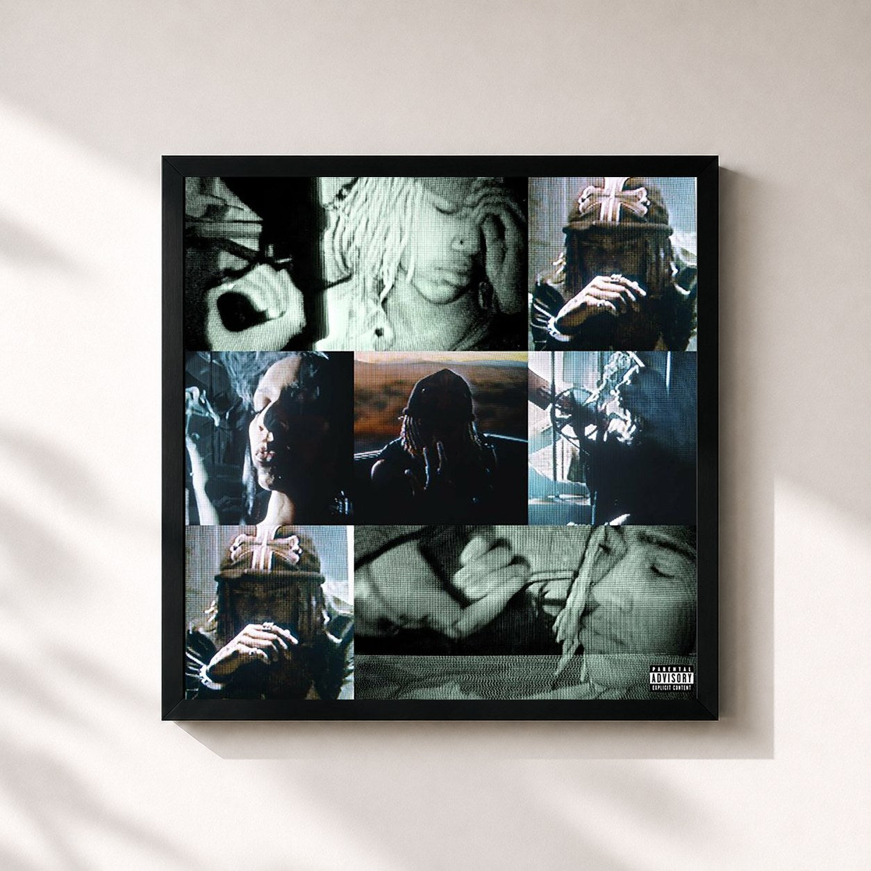 #noir Tableau carré de l'album Ghetto Fabulous de Rich Amiri, cadre noir 32x32 cm