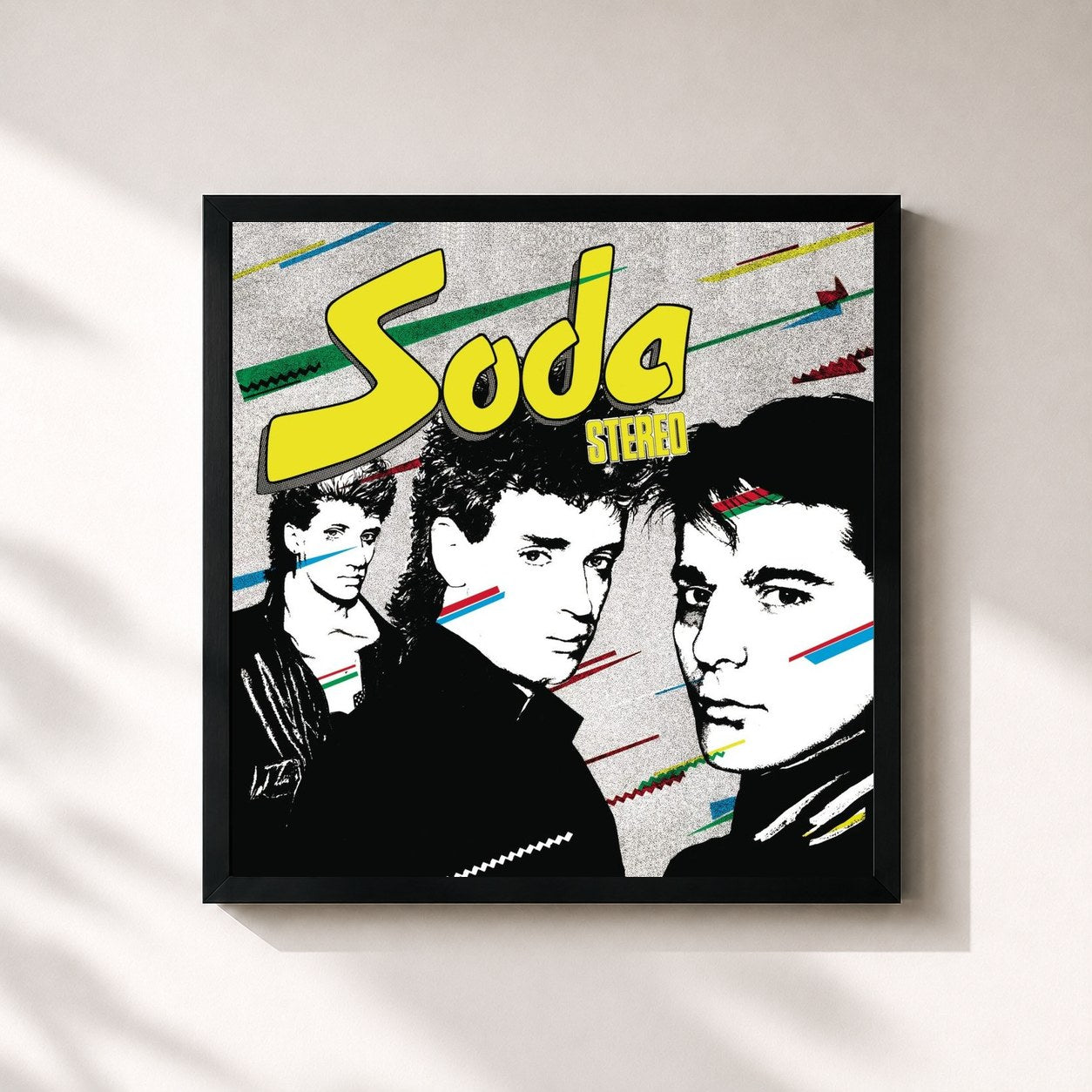 #noir Tableau carré de l'album Soda Stereo de Soda Stereo, cadre noir 32x32 cm