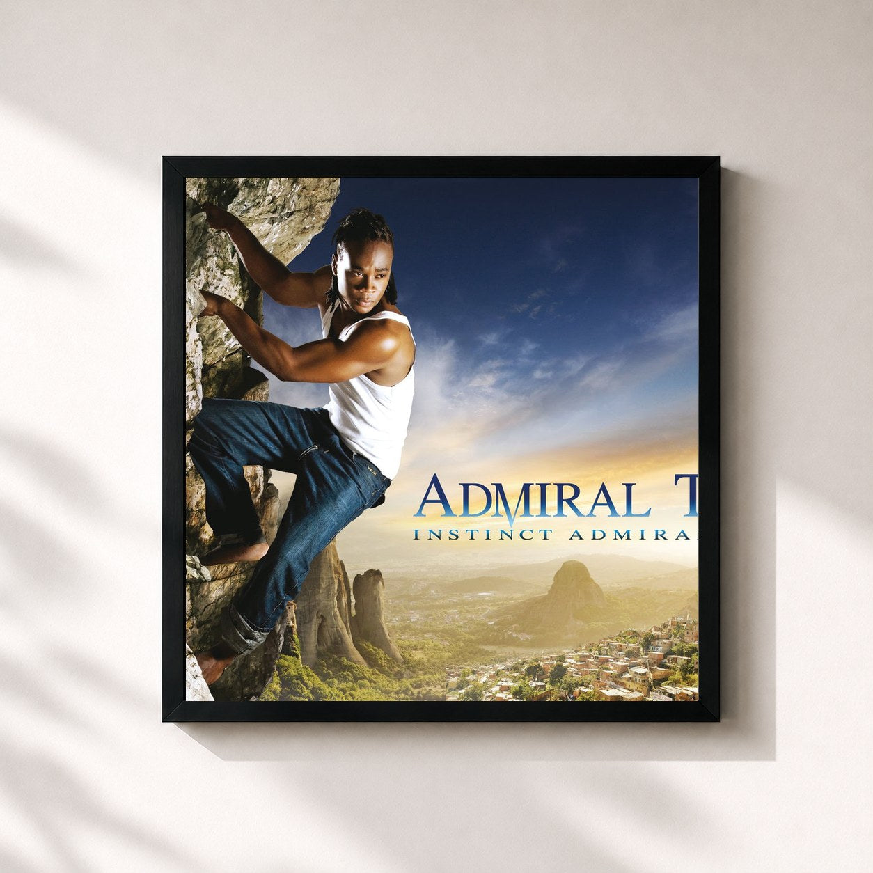 #noir Tableau carré de l'album Instinct Admiral de Admiral T, cadre noir 32x32 cm