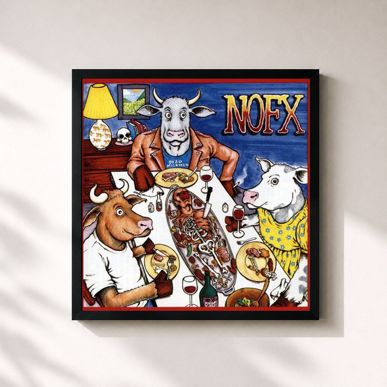 #noir Tableau carré de l'album Liberal Animation de NOFX, cadre noir 32x32 cm