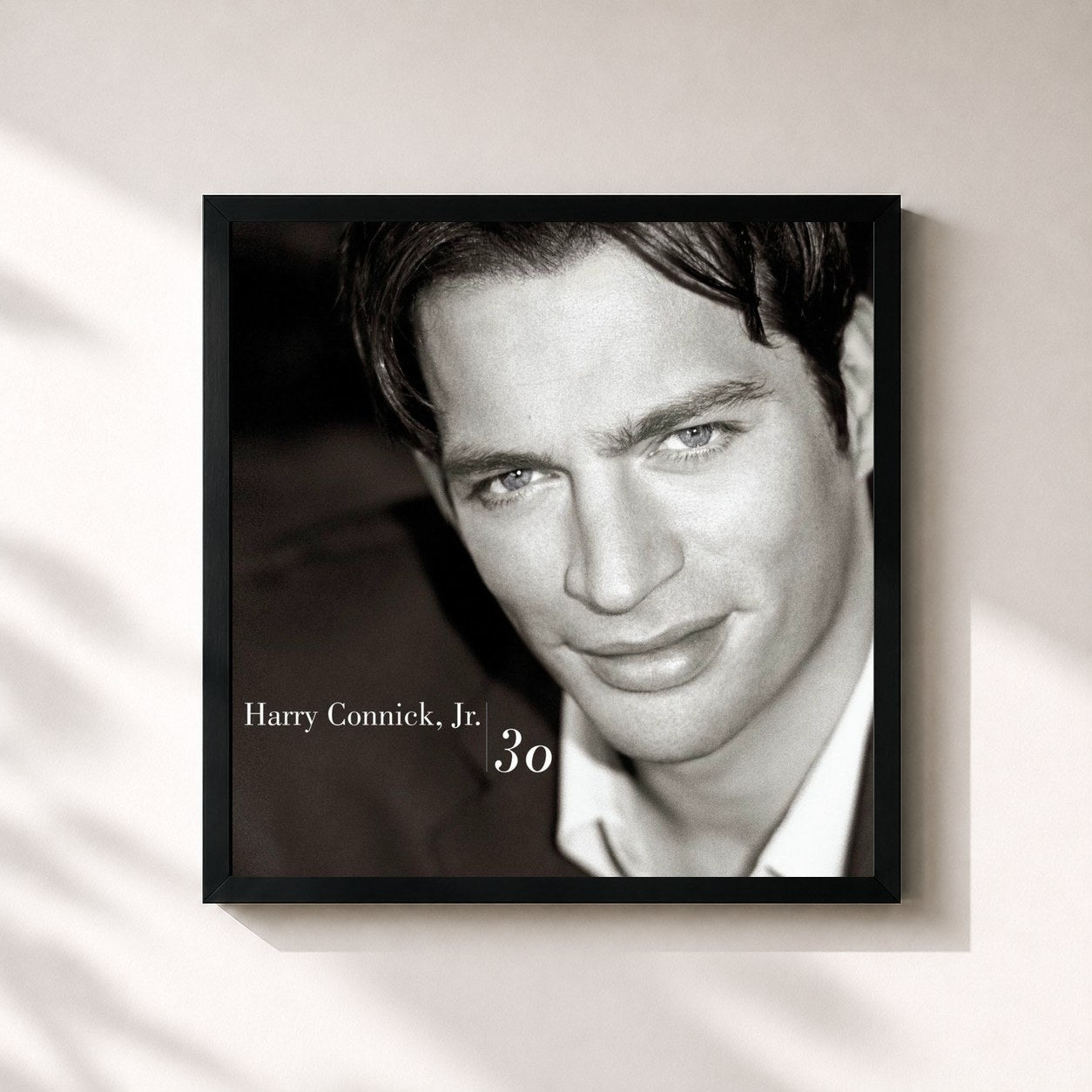 #noir Tableau carré de l'album 30 de Harry Connick Jr., cadre noir 32x32 cm