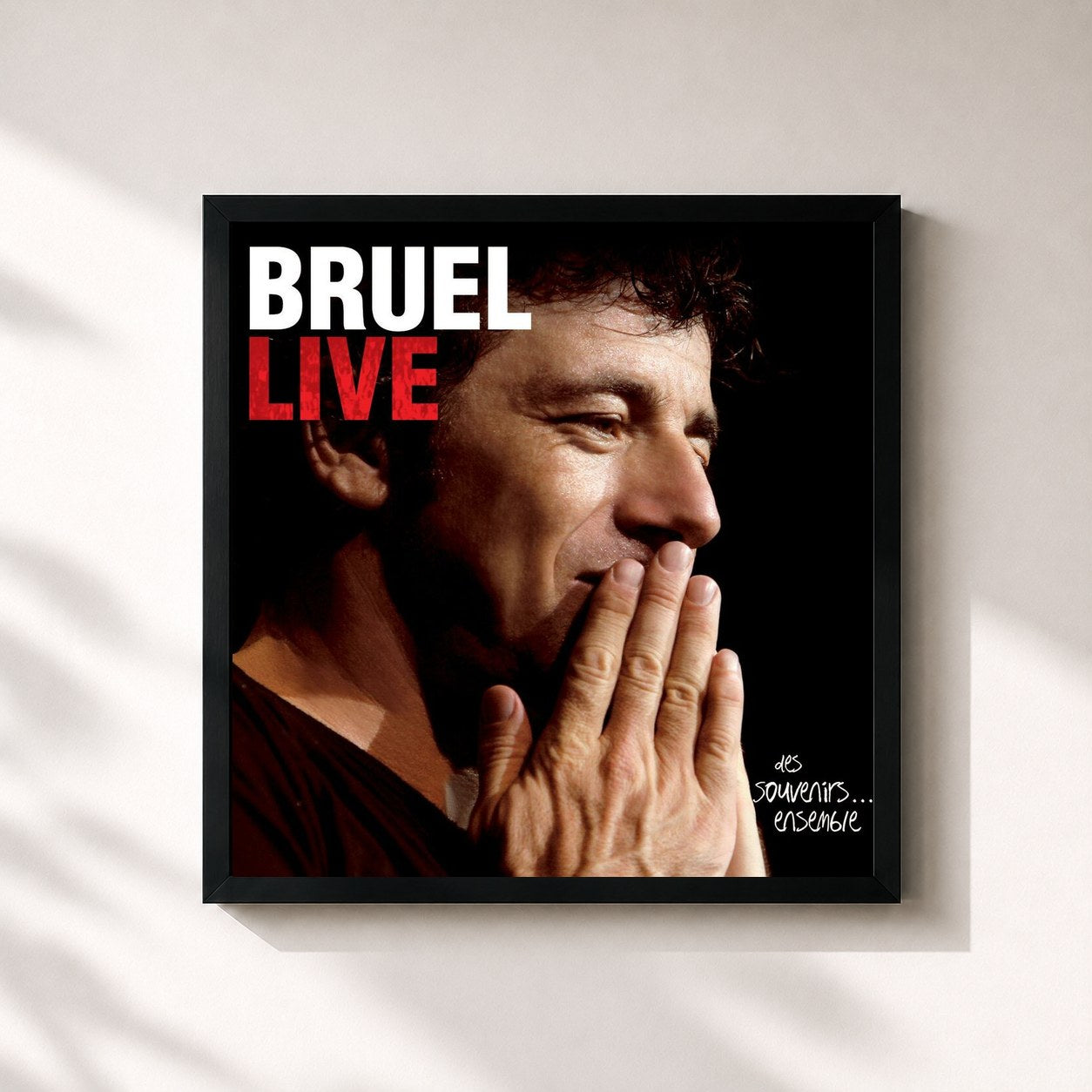 #noir Tableau carré de l'album Des souvenirs ensemble de Patrick Bruel, cadre noir 32x32 cm