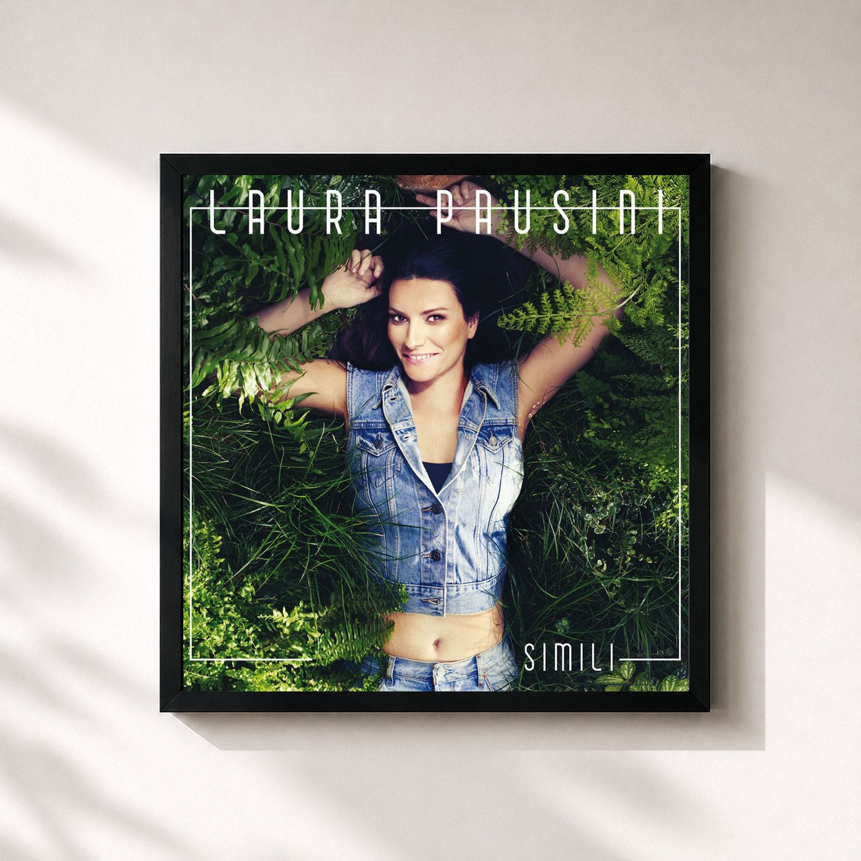 #noir Tableau carré de l'album Simili de Laura Pausini, cadre noir 32x32 cm