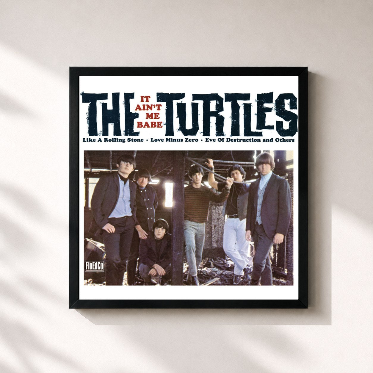 #noir Tableau carré de l'album It Ain't Me Babe (Deluxe Version) de The Turtles, cadre noir 32x32 cm