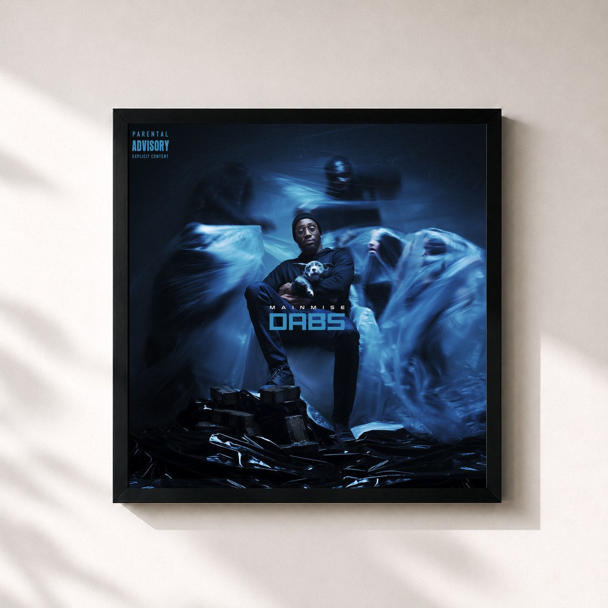 #noir Tableau carré de l'album Mainmise de Dabs, cadre noir 32x32 cm