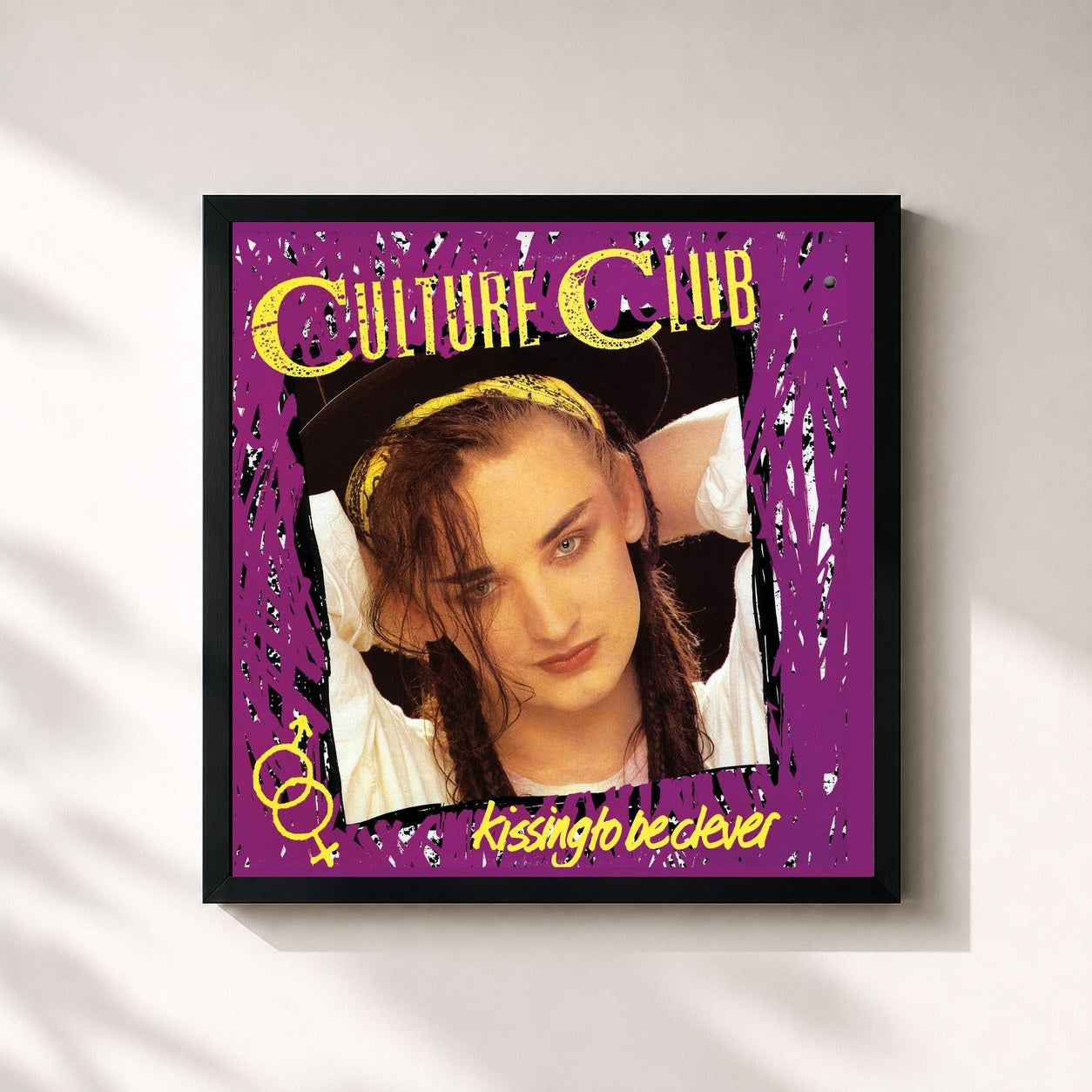 #noir Tableau carré de l'album Kissing To Be Clever de Culture Club, cadre noir 32x32 cm