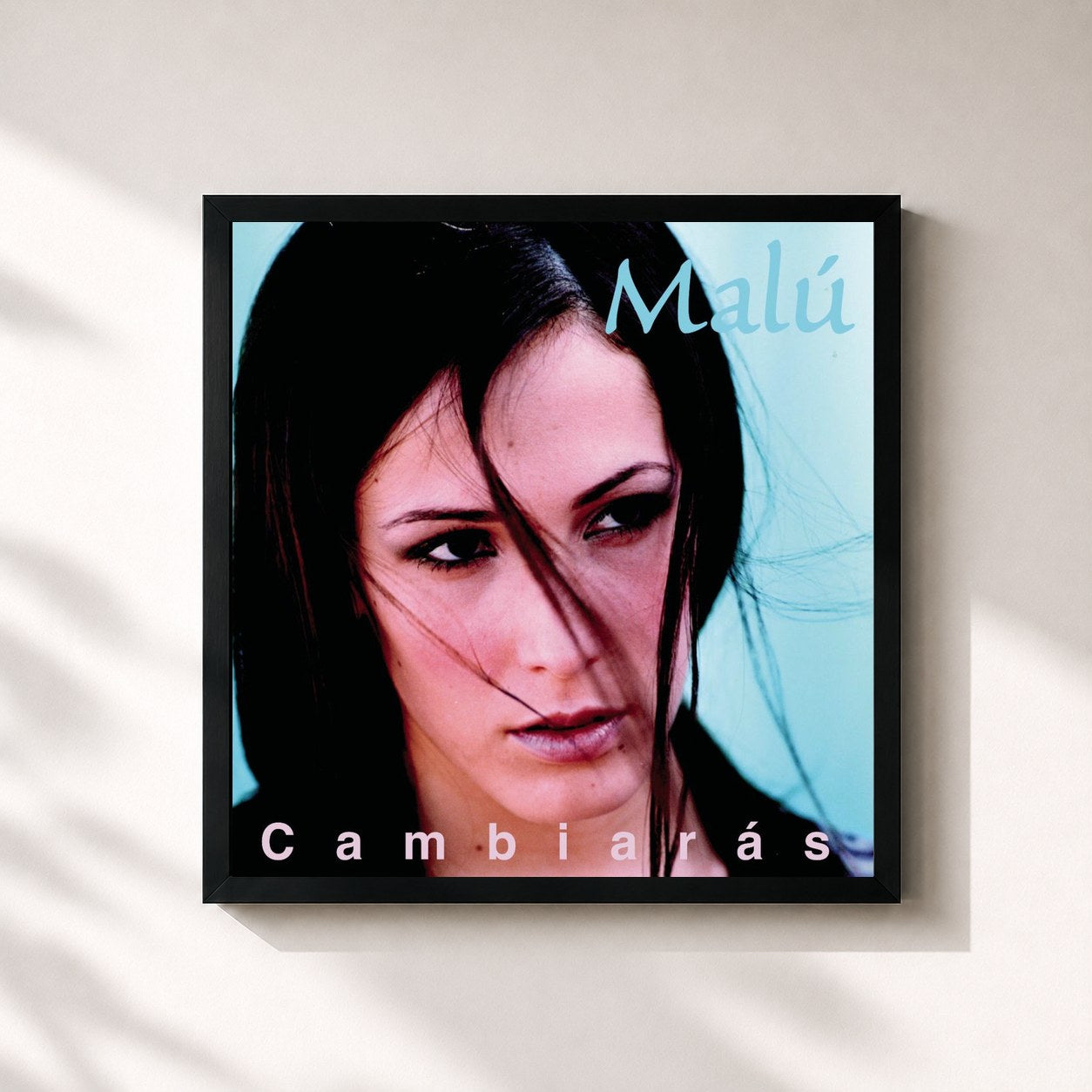 #noir Tableau carré de l'album Cambiarás de Malú, cadre noir 32x32 cm