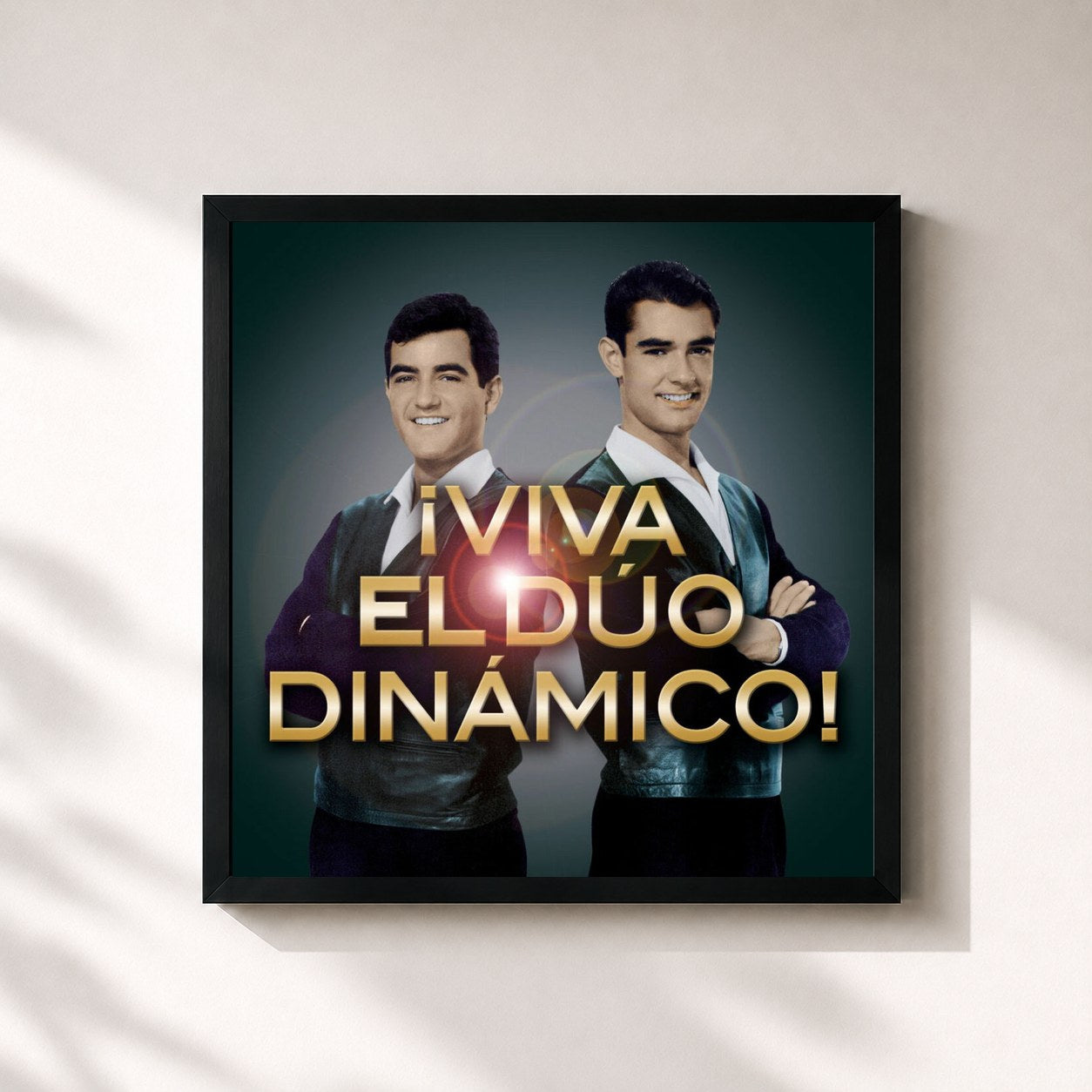 #noir Tableau carré de l'album ¡Viva El Dúo Dinámico! de Duo Dinamico, cadre noir 32x32 cm