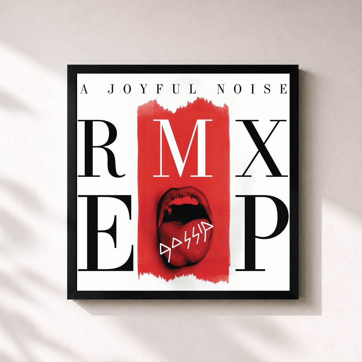 #noir Tableau carré de l'album A Joyful Noise RMX EP de Gossip, cadre noir 32x32 cm