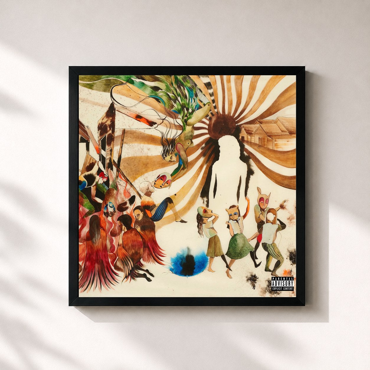 #noir Tableau carré de l'album God Does Like Ugly de JID, cadre noir 32x32 cm