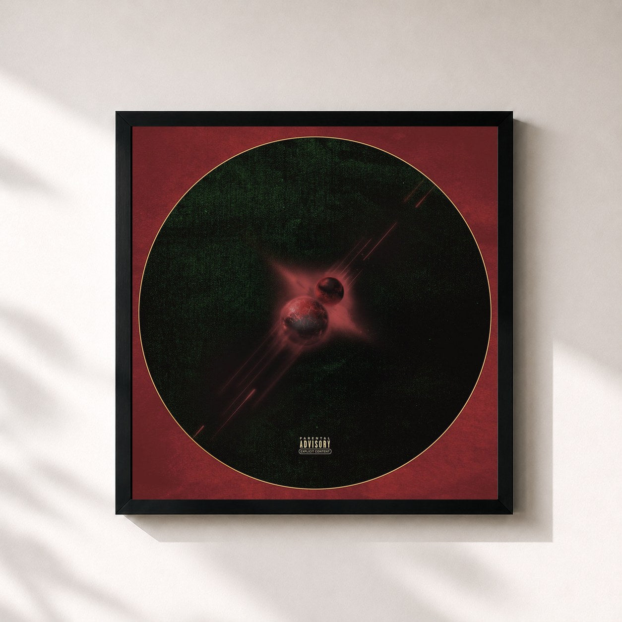 #noir Tableau carré de l'album Horion de Rounhaa, cadre noir 32x32 cm