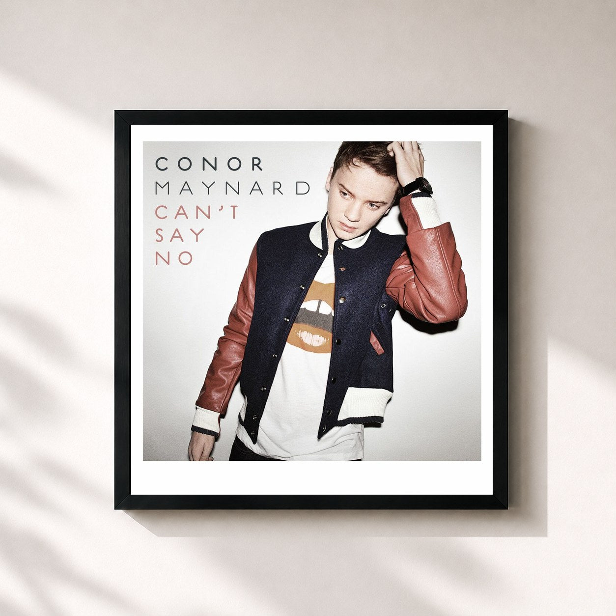 #noir Tableau carré de l'album Can't Say No de Conor Maynard, cadre noir 32x32 cm
