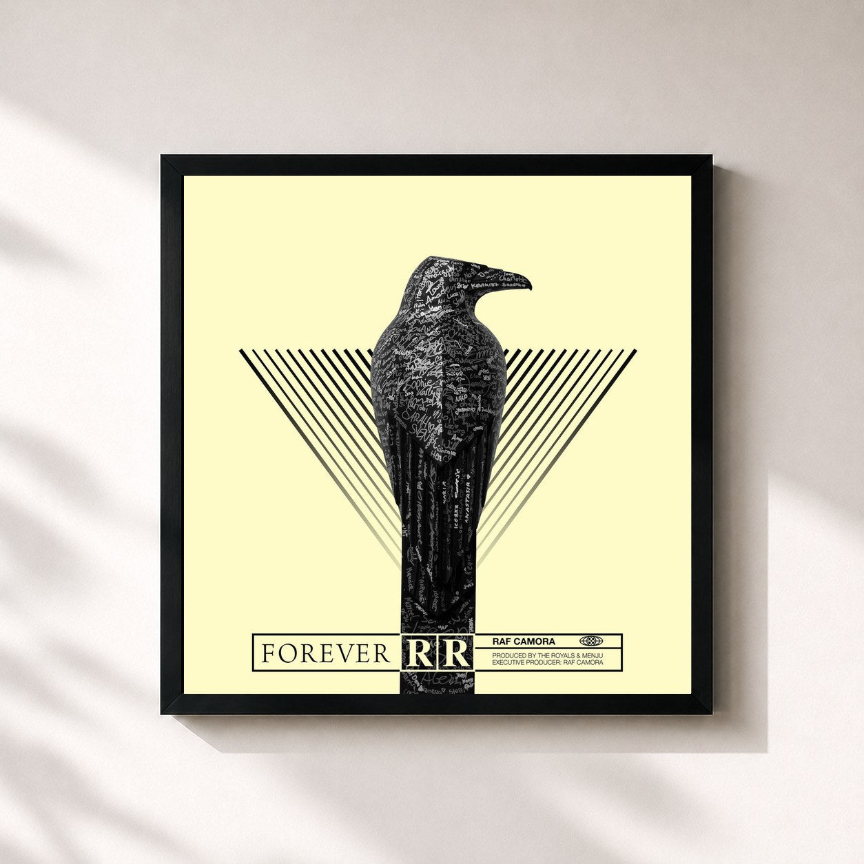 #noir Tableau carré de l'album FOREVER RR de RAF Camora, cadre noir 32x32 cm