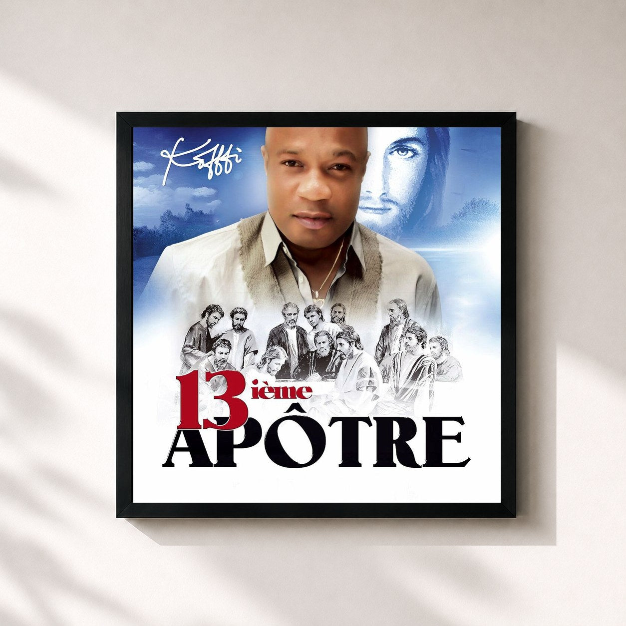 #noir Tableau carré de l'album 13ième apôtre de Koffi Olomidé, cadre noir 32x32 cm