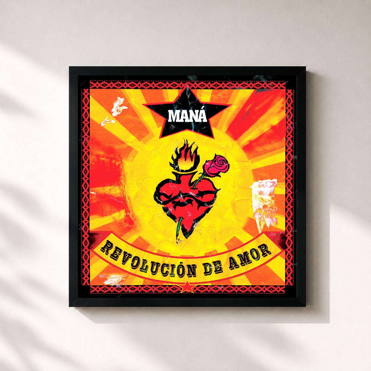 #noir Tableau carré de l'album Revolución De Amor (2020 Remasterizado) de Maná, cadre noir 32x32 cm
