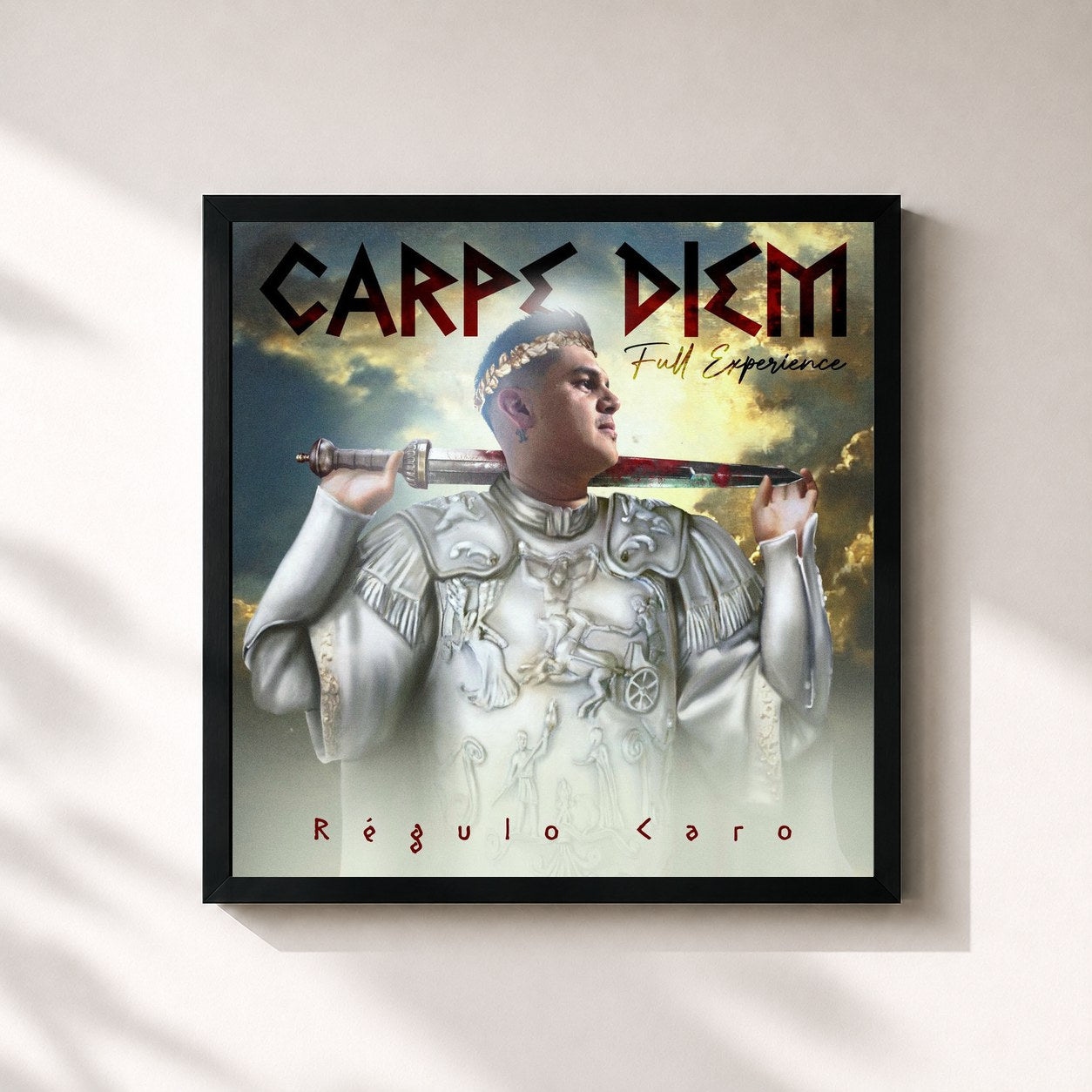 #noir Tableau carré de l'album Carpe Diem (Full Experience) de Regulo Caro, cadre noir 32x32 cm