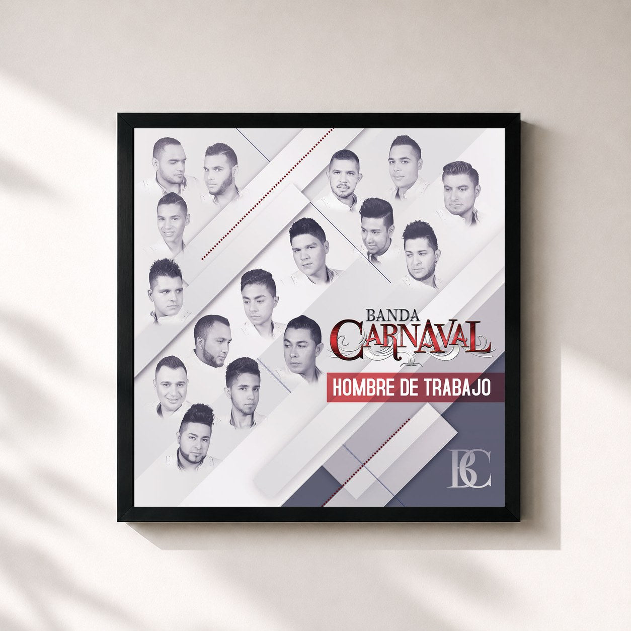 #noir Tableau carré de l'album Hombre De Trabajo de Banda Carnaval, cadre noir 32x32 cm