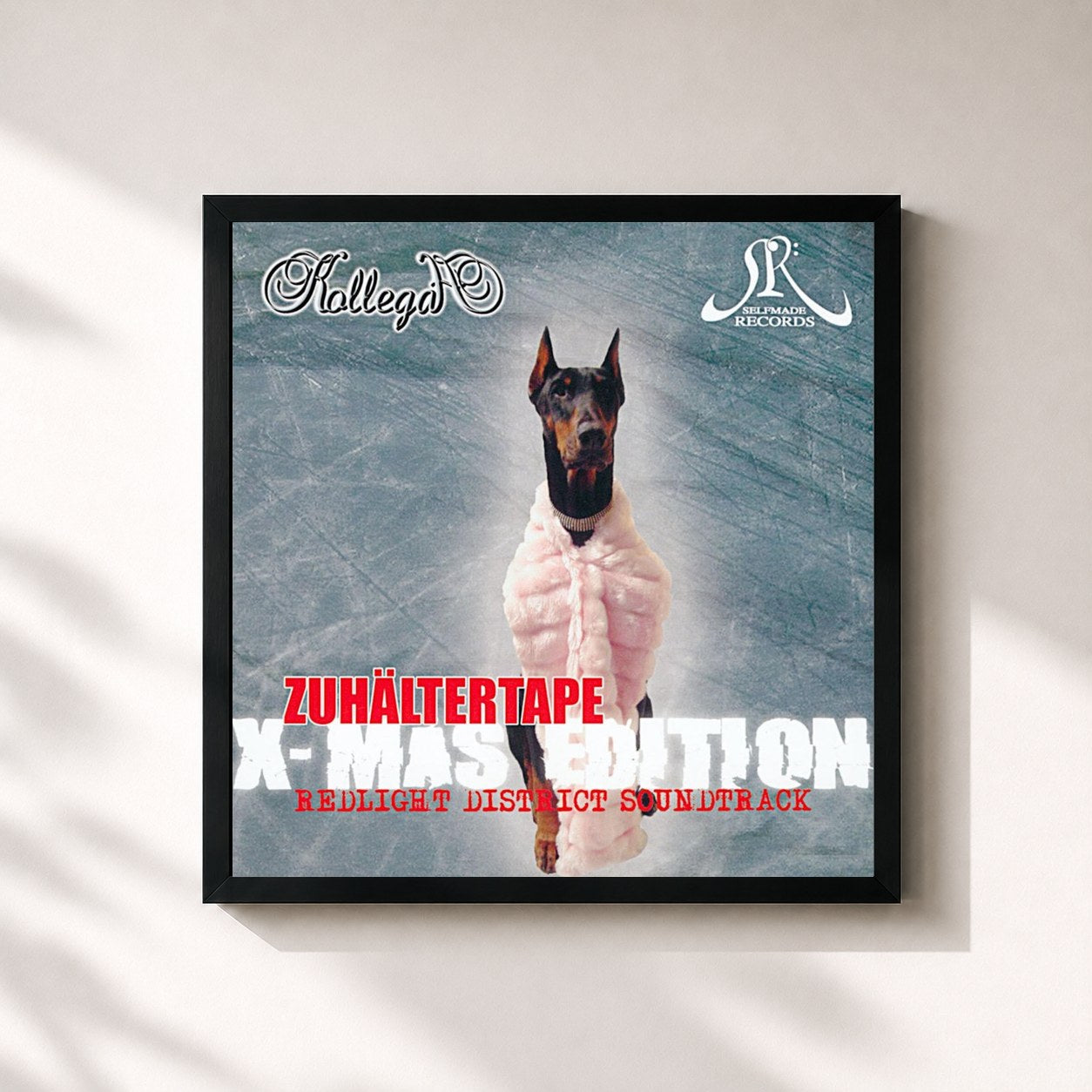 #noir Tableau carré de l'album Zuhältertape (X-Mas Edition) de Kollegah, cadre noir 32x32 cm
