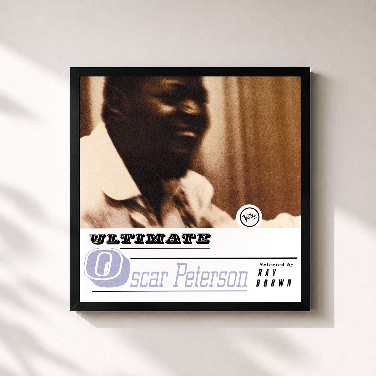 #noir Tableau carré de l'album Ultimate Oscar Peterson de Oscar Peterson, cadre noir 32x32 cm