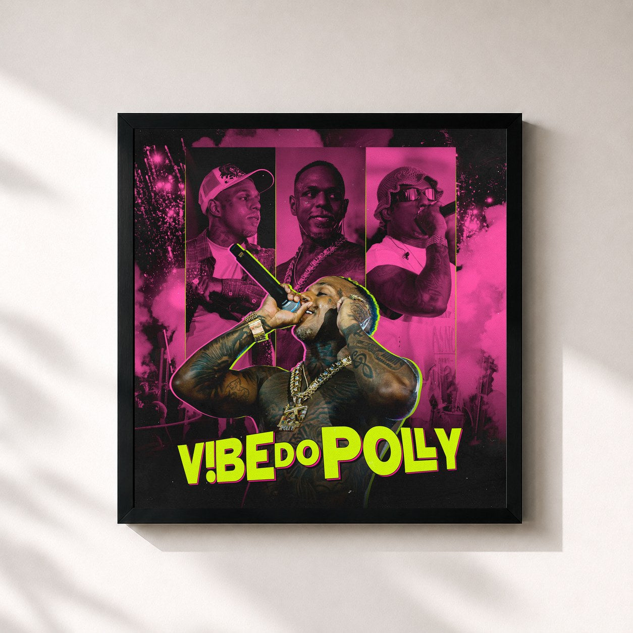 #noir Tableau carré de l'album V!be Do Polly de Oh Polêmico, cadre noir 32x32 cm