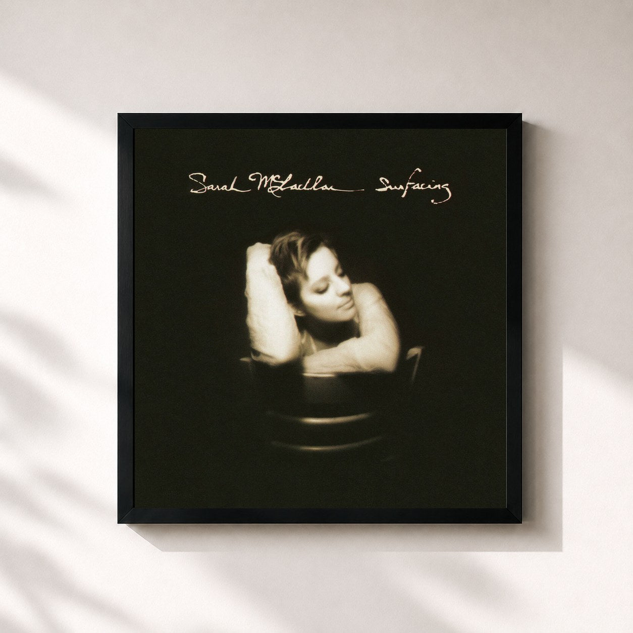 #noir Tableau carré de l'album Surfacing de Sarah McLachlan, cadre noir 32x32 cm