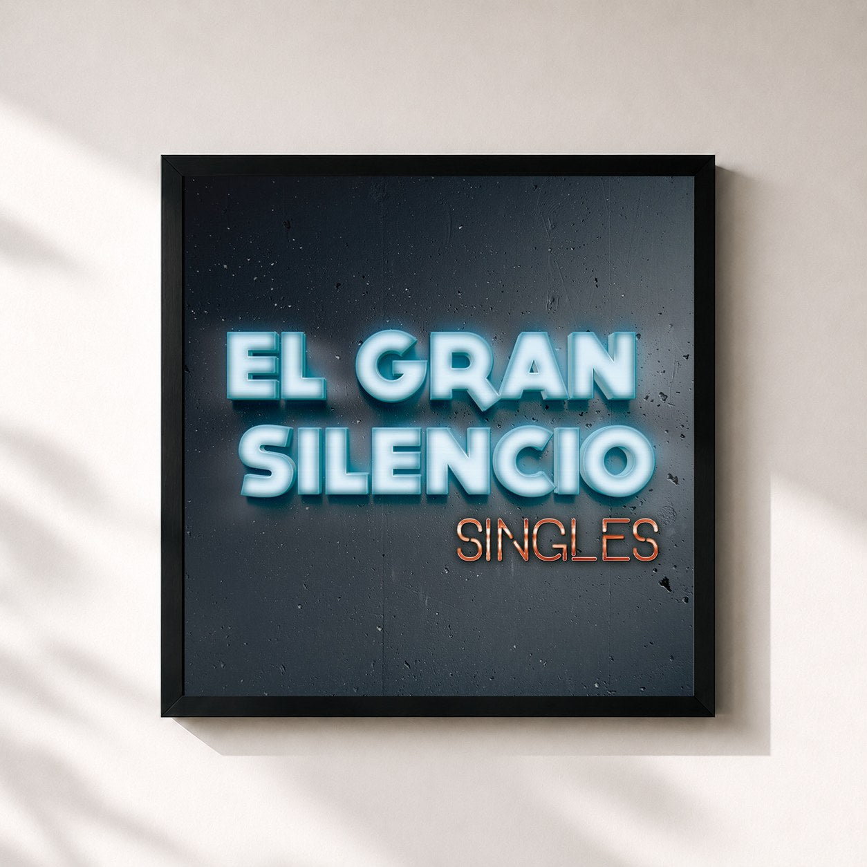 #noir Tableau carré de l'album Singles de El Gran Silencio, cadre noir 32x32 cm