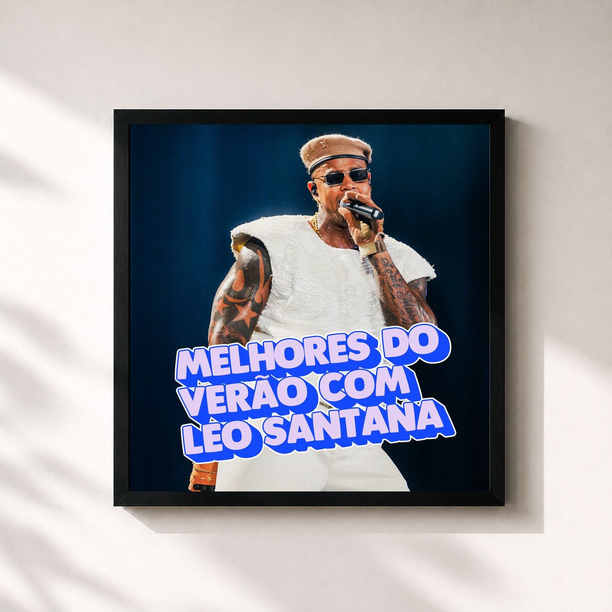 #noir Tableau carré de l'album Melhores do Verão com Leo Santana de Léo Santana, cadre noir 32x32 cm