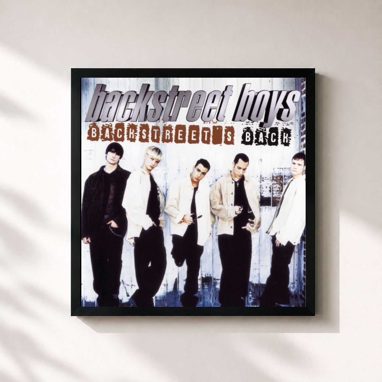 #noir Tableau carré de l'album Backstreet's Back de Backstreet Boys, cadre noir 32x32 cm