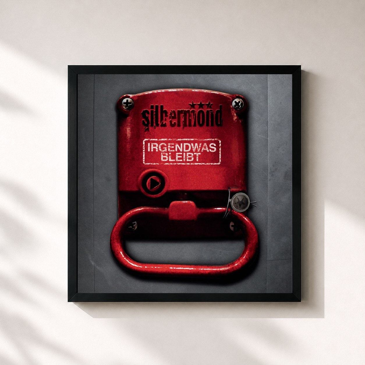 #noir Tableau carré de l'album Irgendwas bleibt de Silbermond, cadre noir 32x32 cm