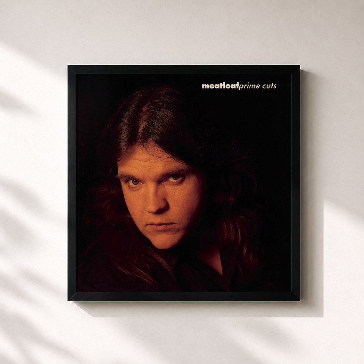 #noir Tableau carré de l'album Prime Cuts de Meat Loaf, cadre noir 32x32 cm