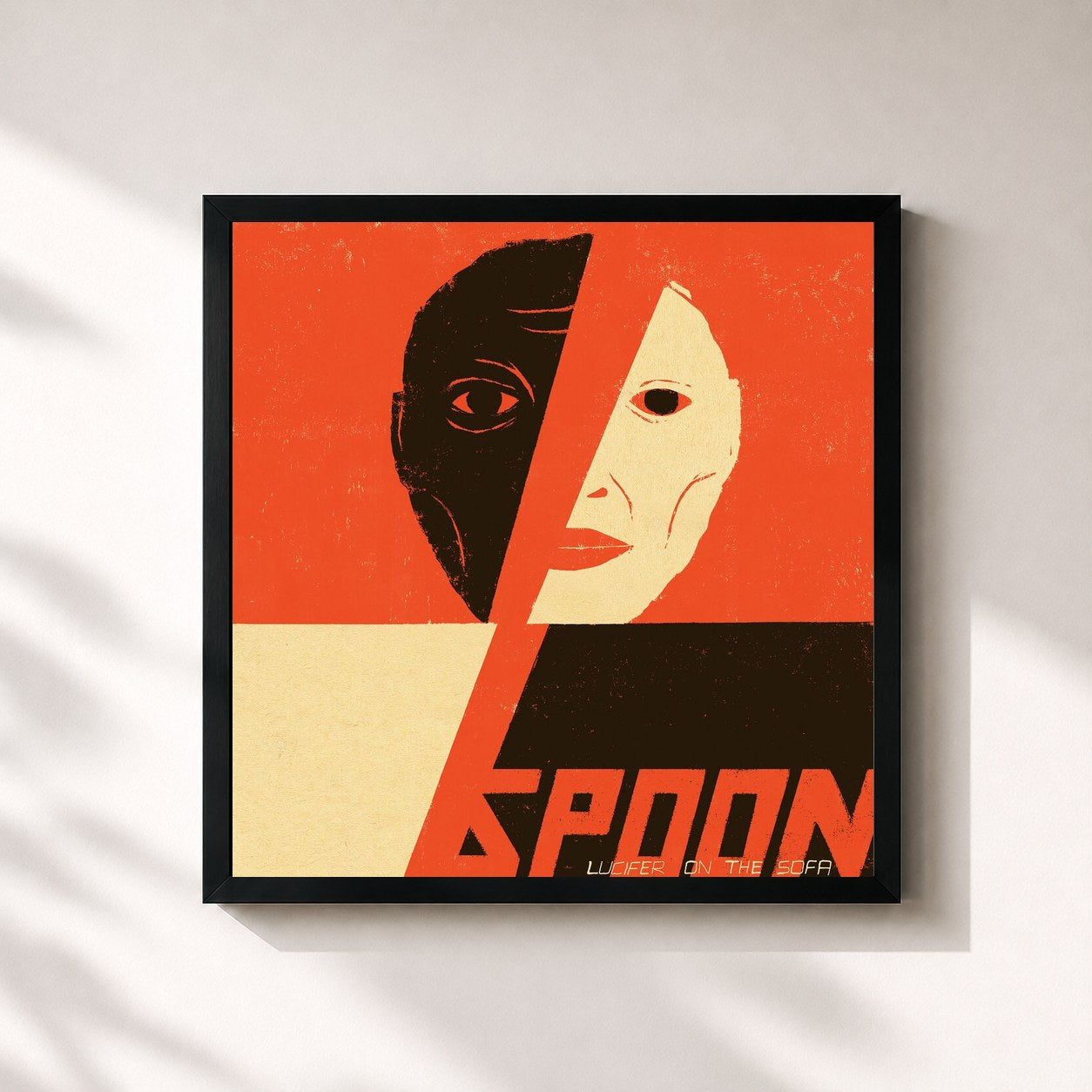 #noir Tableau carré de l'album Lucifer On The Sofa de Spoon, cadre noir 32x32 cm