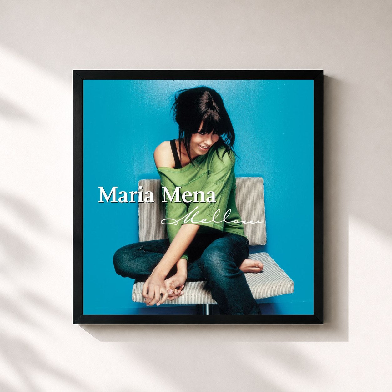 #noir Tableau carré de l'album Mellow de Maria Mena, cadre noir 32x32 cm