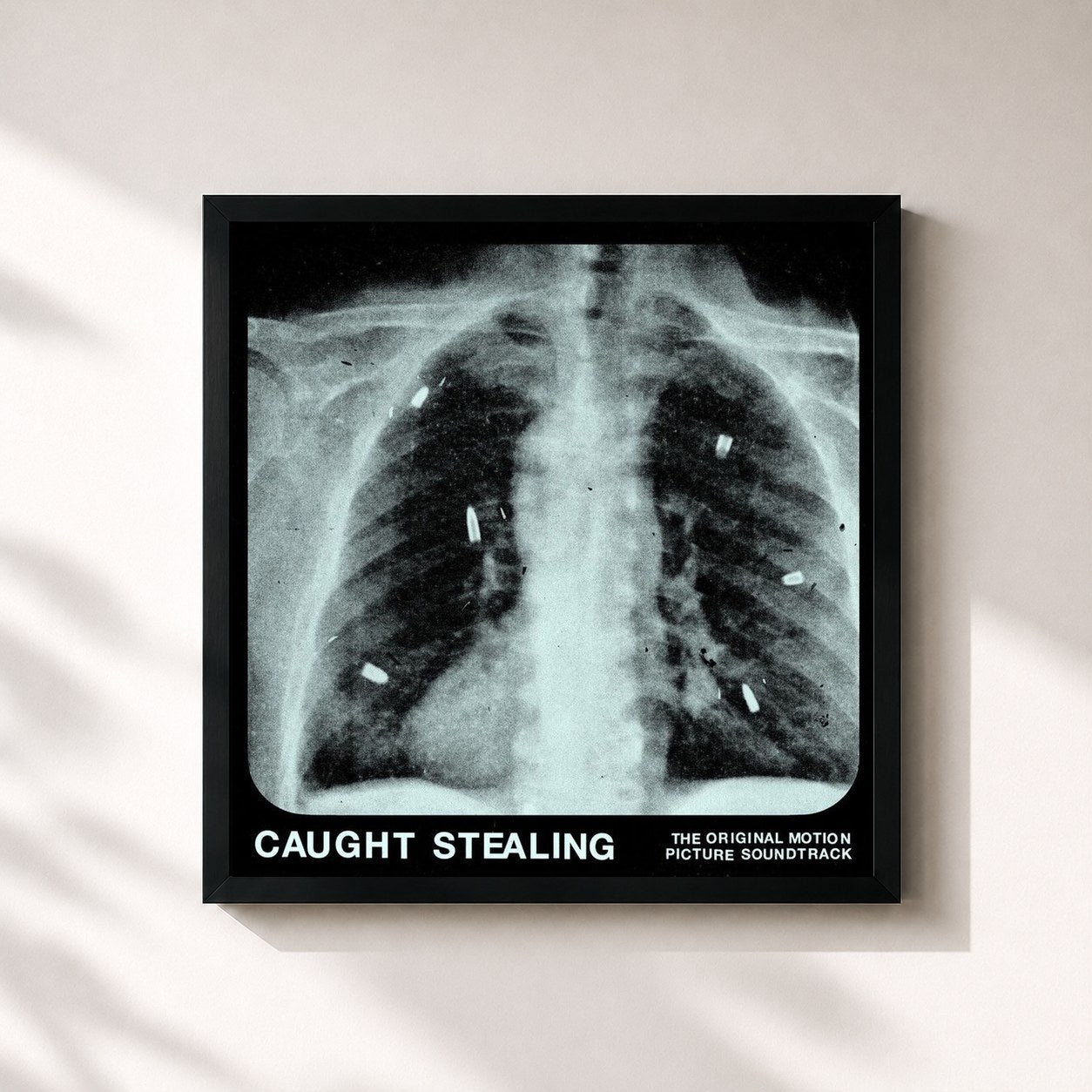 #noir Tableau carré de l'album Caught Stealing (The Original Motion Picture Soundtrack) de IDLES, cadre noir 32x32 cm