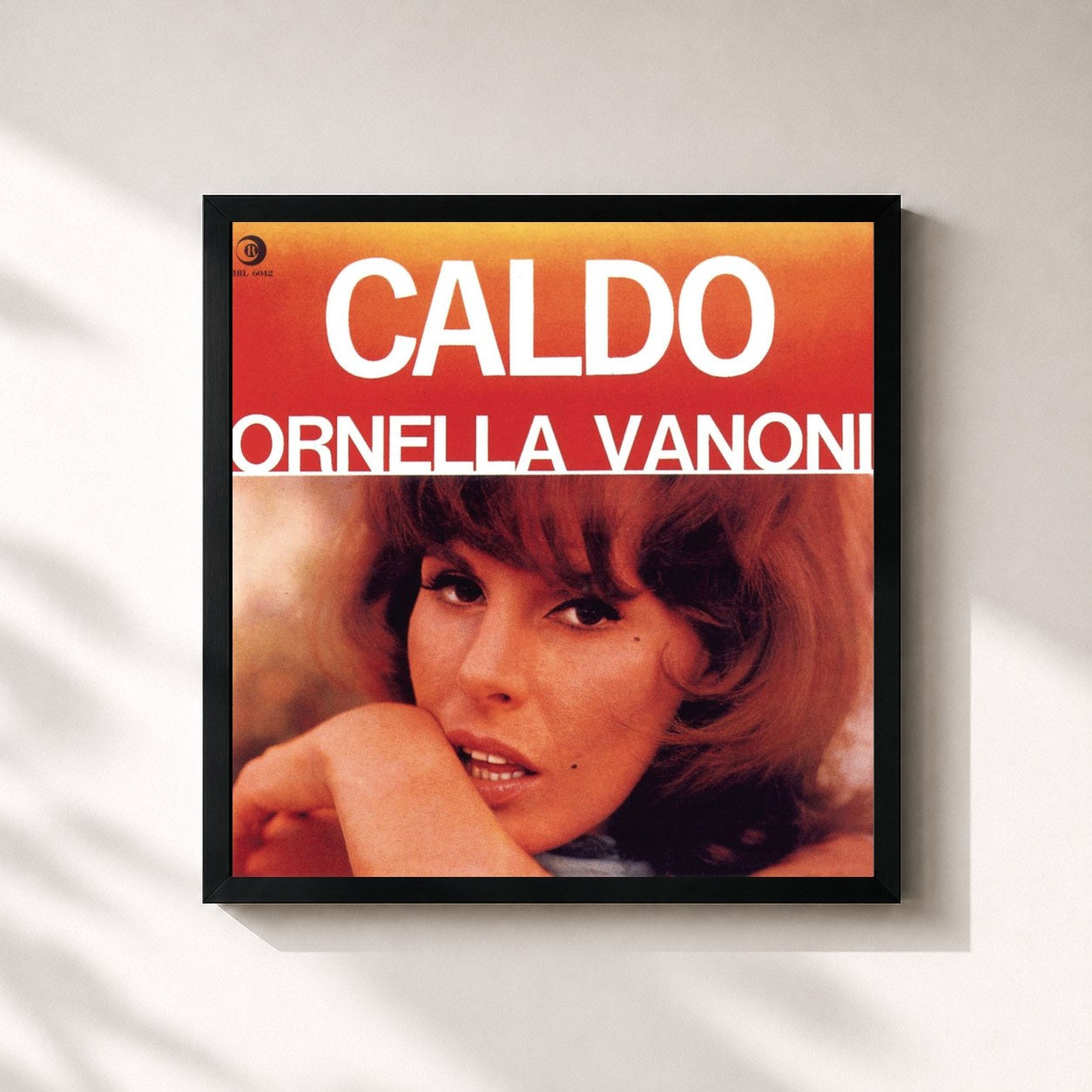 #noir Tableau carré de l'album Caldo de Ornella Vanoni, cadre noir 32x32 cm