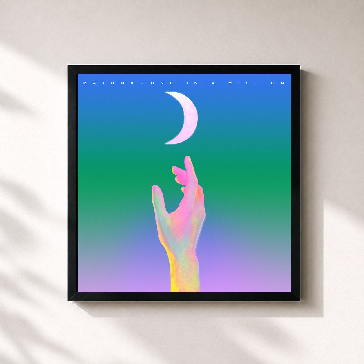 #noir Tableau carré de l'album One in a Million de Matoma, cadre noir 32x32 cm