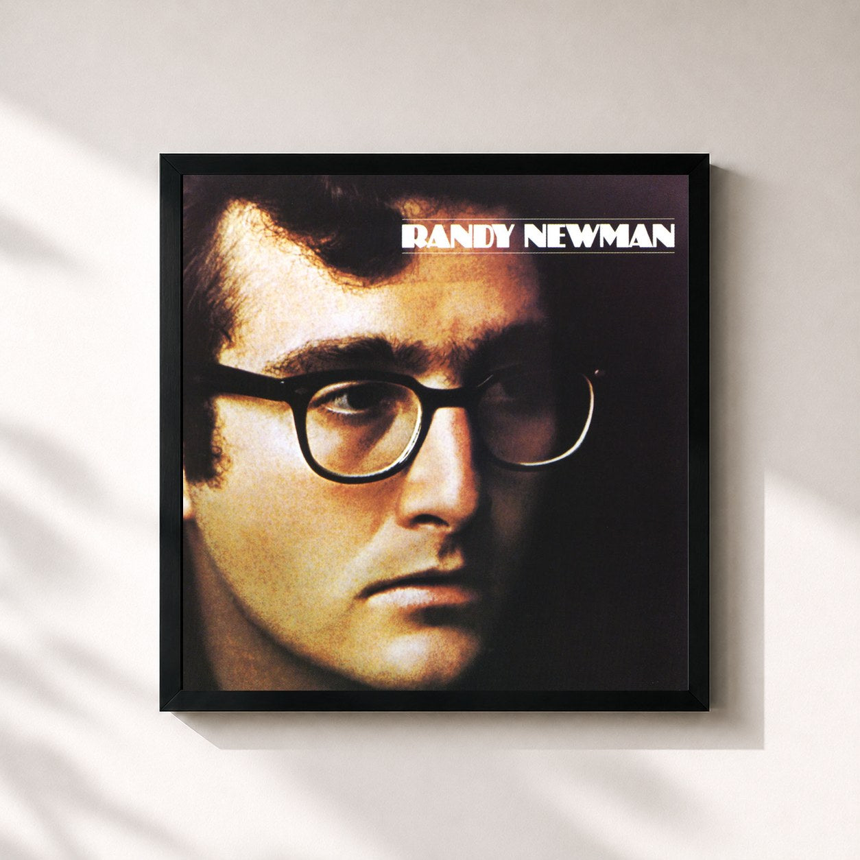 #noir Tableau carré de l'album Randy Newman de Randy Newman, cadre noir 32x32 cm