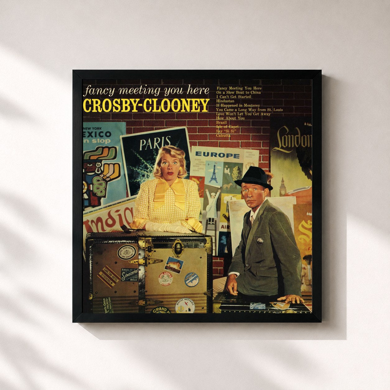 #noir Tableau carré de l'album Fancy Meeting You Here de Bing Crosby, cadre noir 32x32 cm