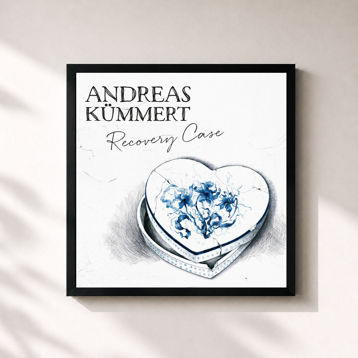 #noir Tableau carré de l'album Recovery Case de Andreas Kümmert, cadre noir 32x32 cm