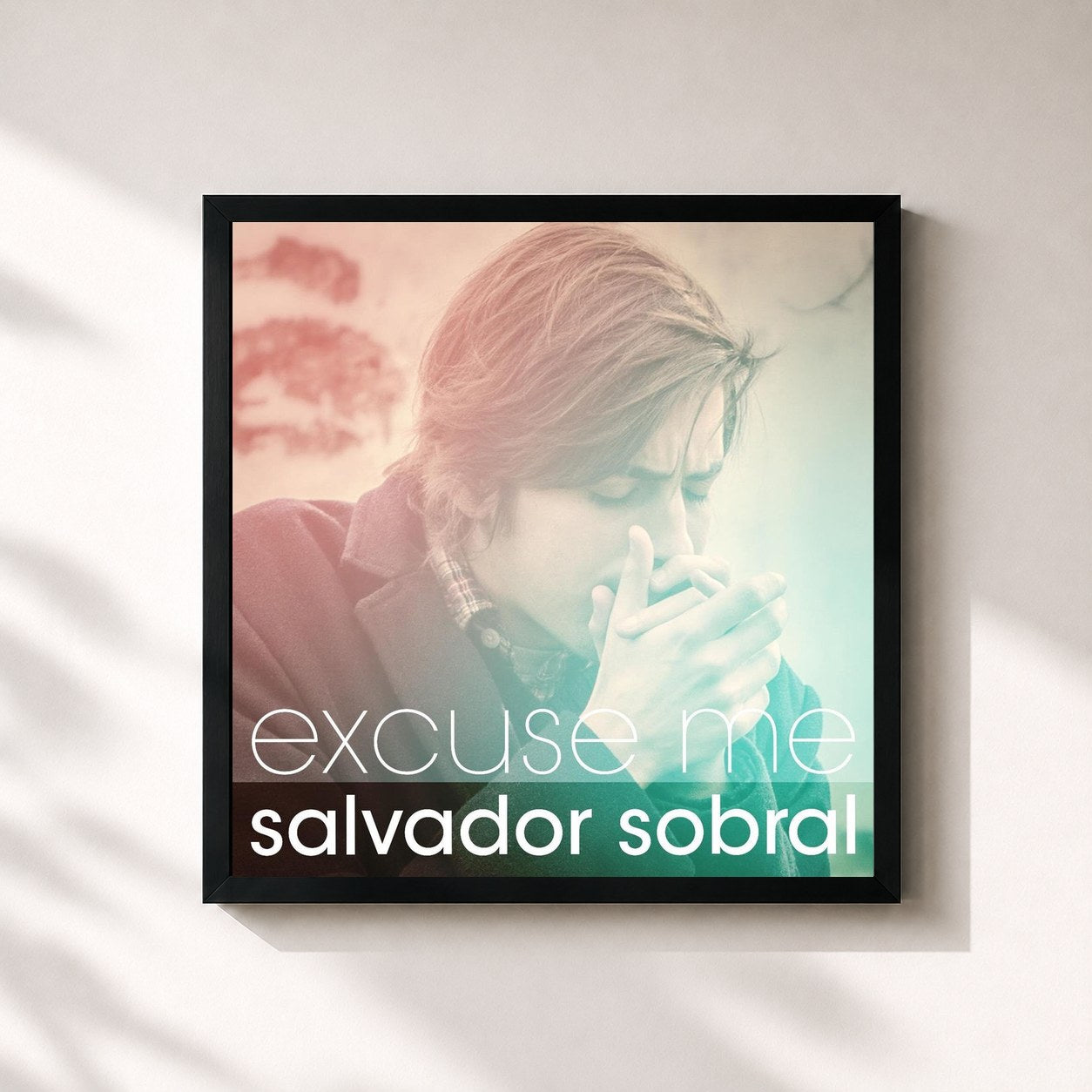 #noir Tableau carré de l'album Excuse Me de Salvador Sobral, cadre noir 32x32 cm