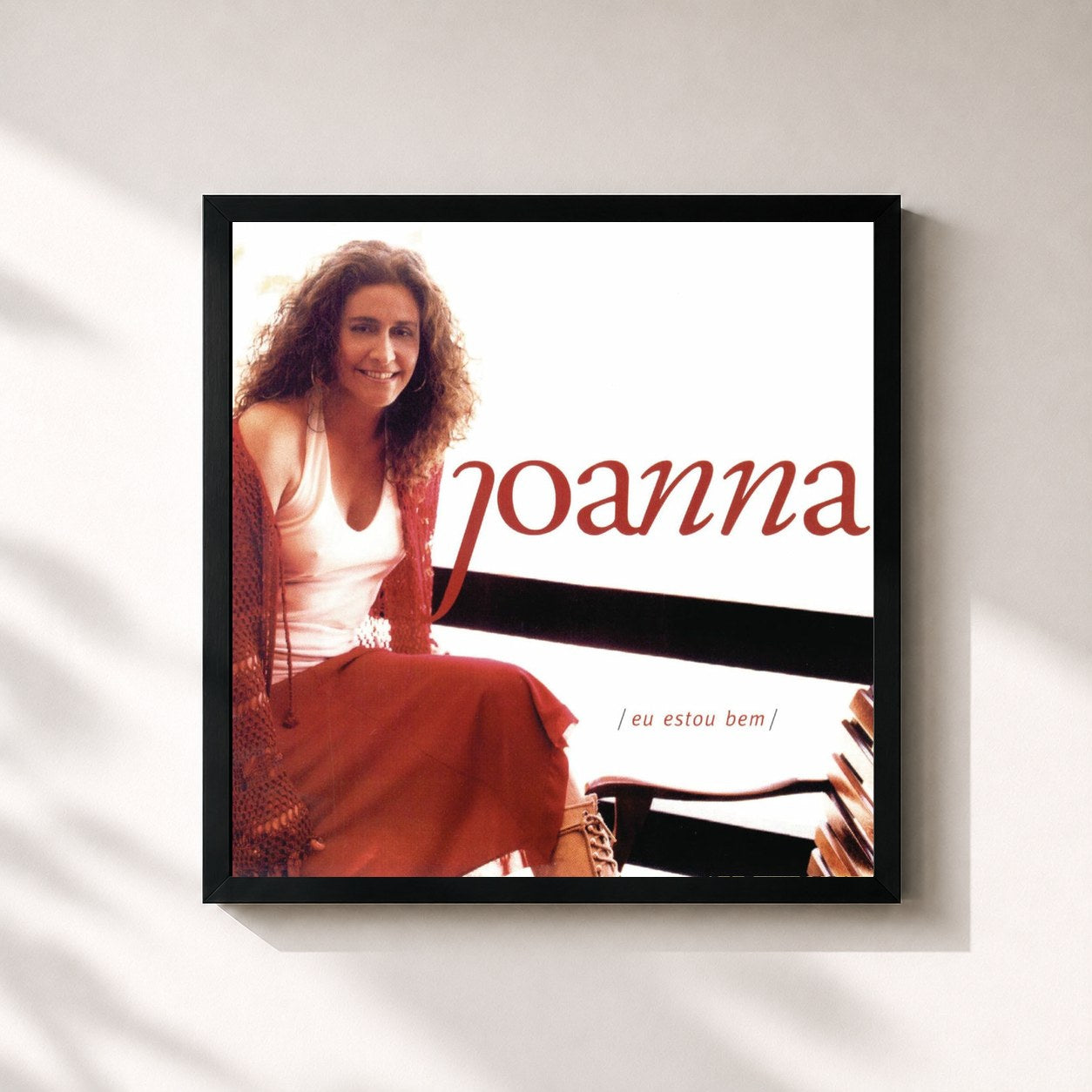 #noir Tableau carré de l'album Eu Estou Bem de Joanna, cadre noir 32x32 cm