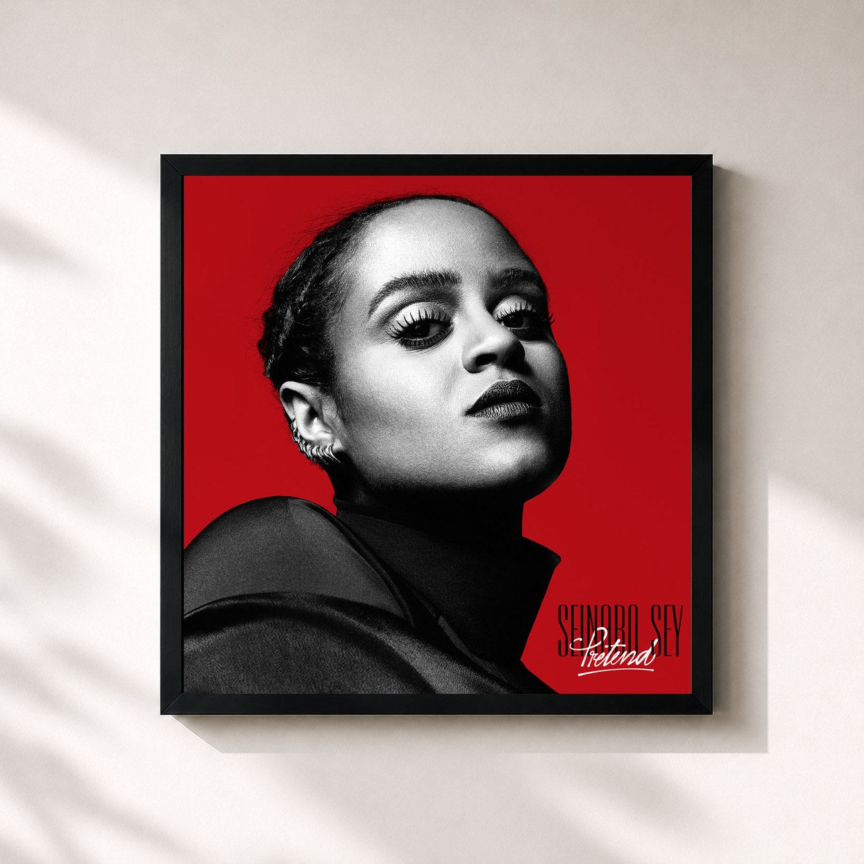 #noir Tableau carré de l'album Pretend de Seinabo Sey, cadre noir 32x32 cm